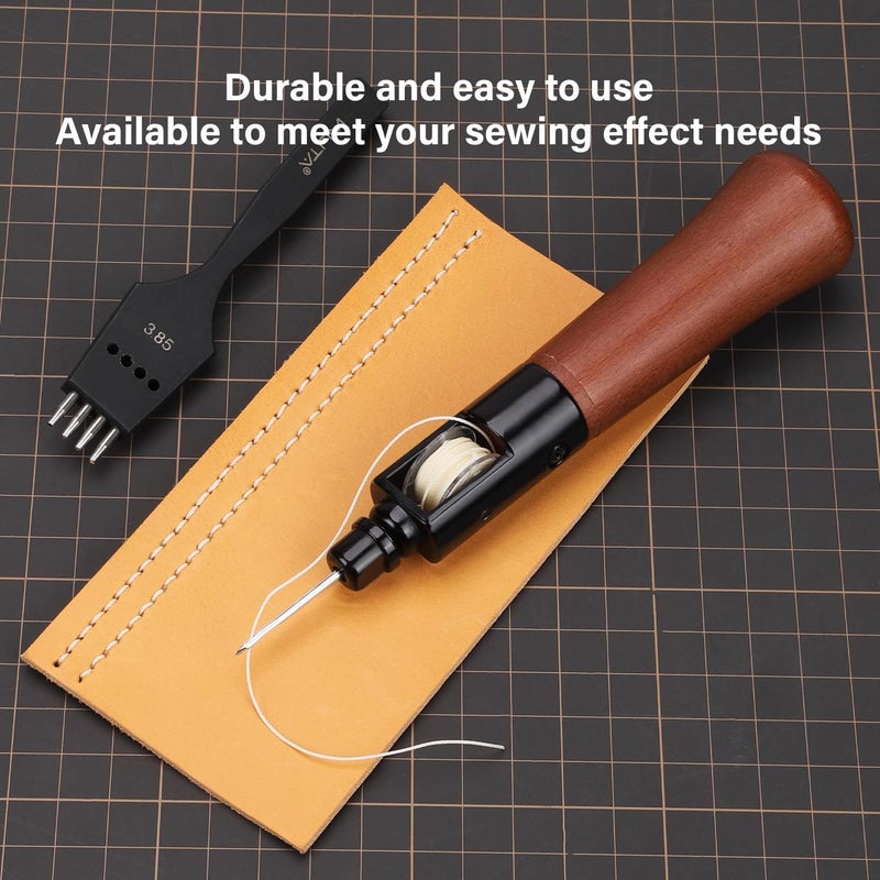 WUTA Repair Stitch Kit Leathercraft Stitch Awl Tool with 25 Colors 0.65mm Wax Thread, for Leather, Belt, Canvas, Fabric, Bag Repair Professional Stitcher Leather Craft Tool - Image 4